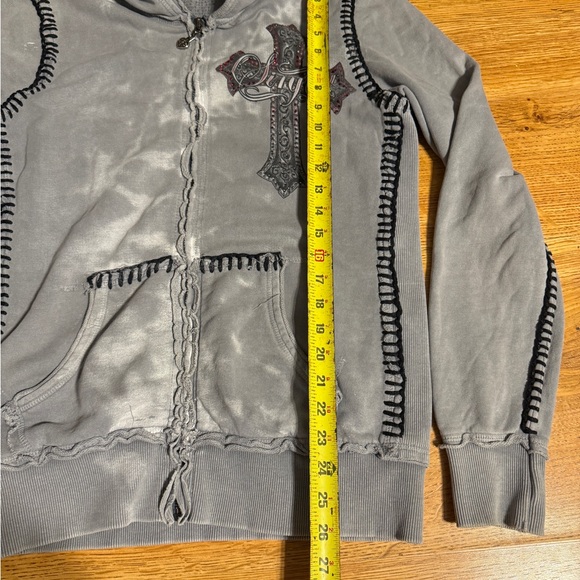 Sinful Affliction Y2K Cyber Goth Hoodie Angel Wings Alt Grunge Distress XL - Picture 5 of 6